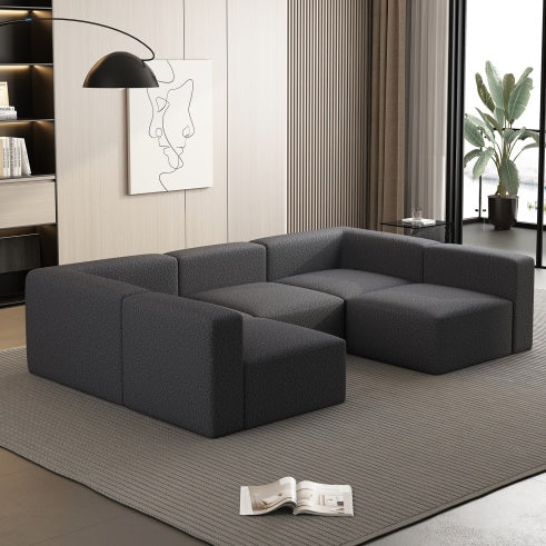 Sofa bed with chaise and ottoman