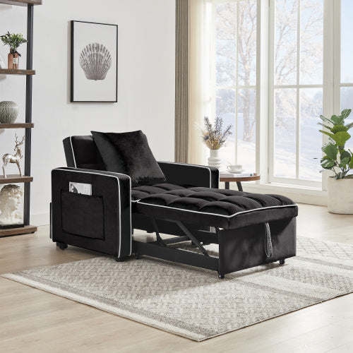 Modern Black 3-in-1 Sofa Bed - Folding and Reclining